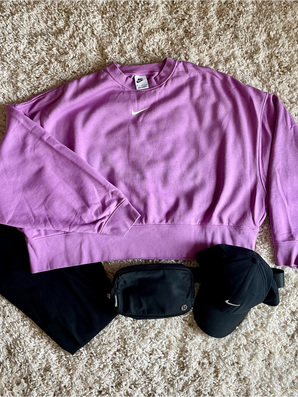 Nike Women's Lavender Crewneck Sweatshirt with White Swoosh